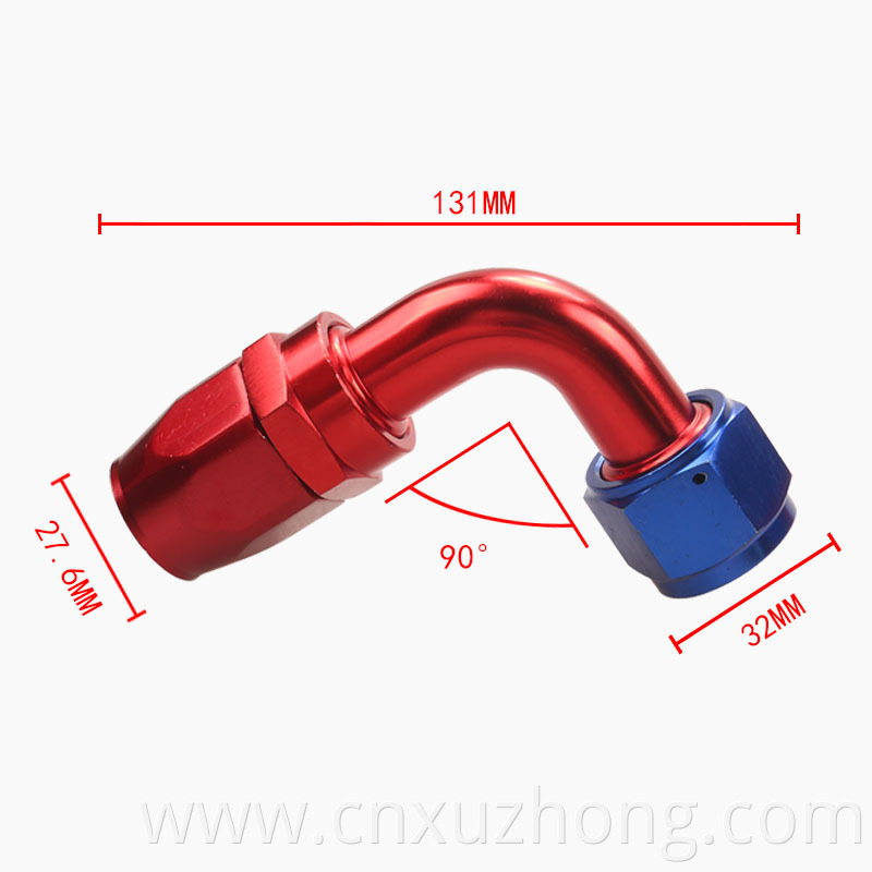 RASTP Degree Aluminum Alloy Oil Cooler Swivel Oil Fuel Gas Line Hose Pipe Adapter End AN Fitting AN10-90A